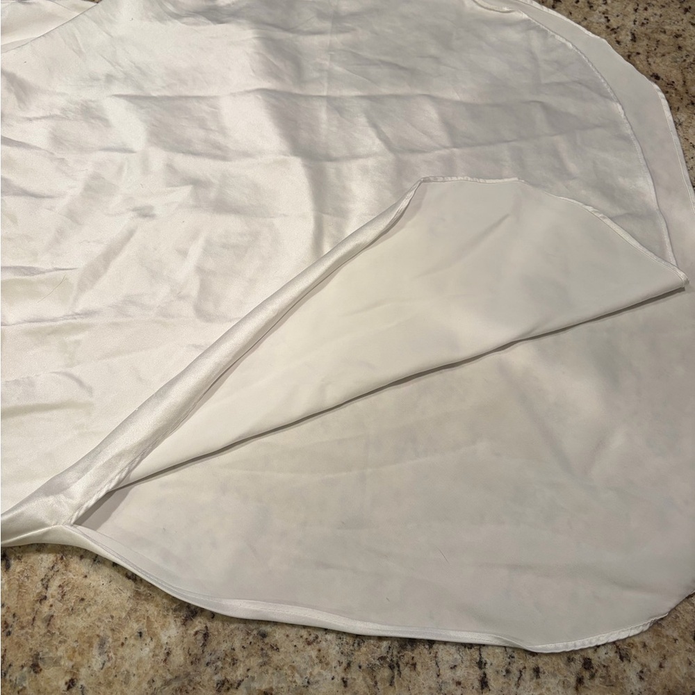 Vintage Natori Embroidered White Satin Maxi Dress - Picture 5 of 7